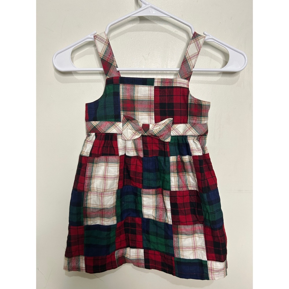 Plaid Patchwork‎ Dress With Bow Holiday Party Christmas Toddler Girl